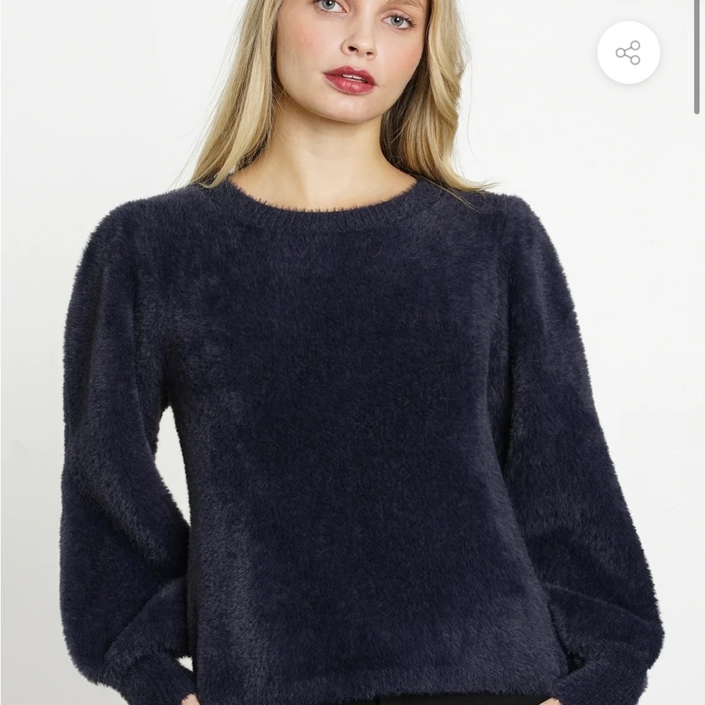 dRA Anthropologie Fuzzy Puff‎ Sleeve Sweater - Coquette Feminine Cozy - L - Picture 2 of 8